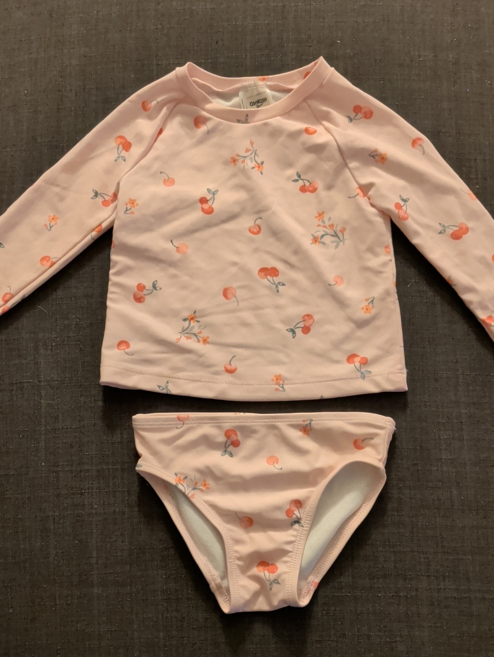 🍒 Pink Cherry Rashguard Two-Piece Swim Set